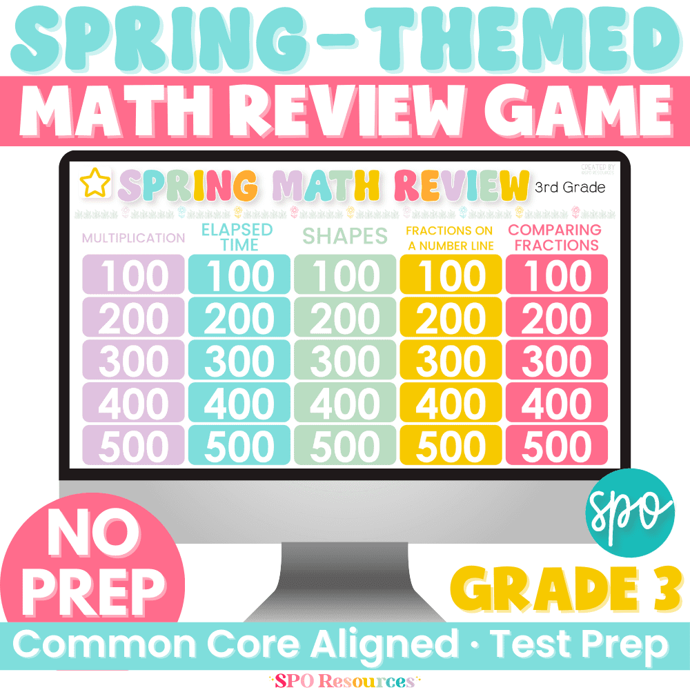 3rd Grade Math Spiral Review Jeopardy Game