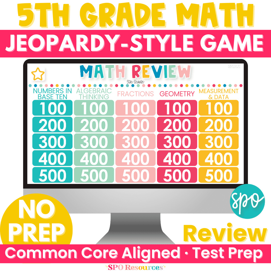 5th Grade Math Jeopardy Style Game Show
