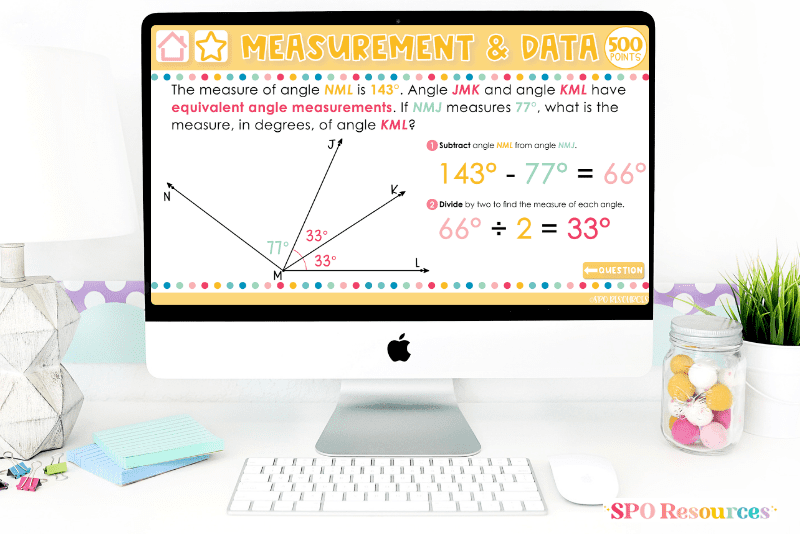 math test prep game measurement and data explanation slide 4th grade test question practice