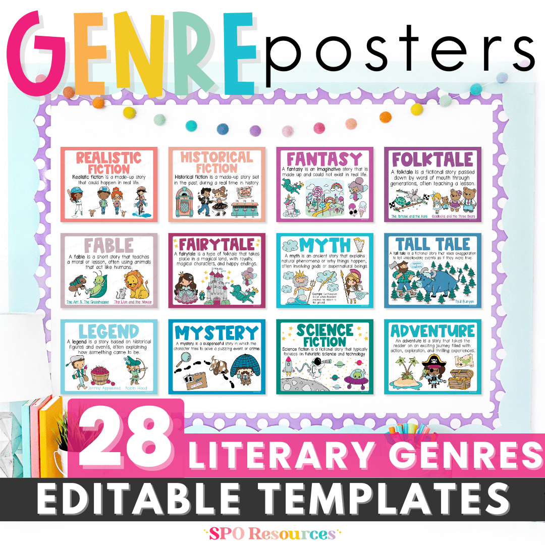 reading genre classroom posters for elementary